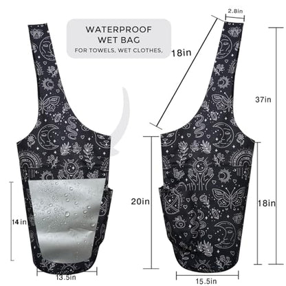 Yoga Mat Bag Carrier for Women Workout Large Waterproof with Zipper Pocket, Keychain and Wide Shoulder Straps - color: graffiti