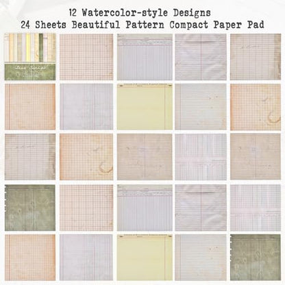 6x6 Scrapbook Paper Pad – 24 Sheets Retro Line Script Pattern Paper for Junk Journal & Card Making – Easy-to-Handle Premium Cardstock for Photo Safe Memory Keeping - color: Retro Paper Pad