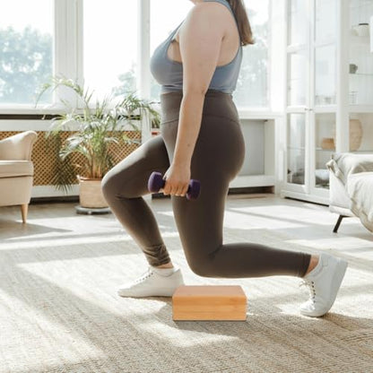 VANZACK Bamboo Yoga Brick Wooden Yoga Block for Training Dance Practice Home Fitness Smooth Surface Natural Material Portable Auxiliary Tool 9.05 X 5.90 X 2.95 in