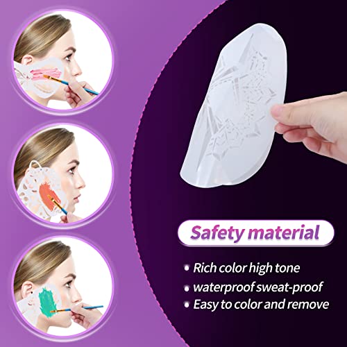 Face Painting Kit For Adult Party,42 Colors Professional Oil Face&Body Paint Kit with 10PCS Brushes 4PCS Reusable Face Stencils and 4PCS Paint Stencils for Adults Halloween Makeup