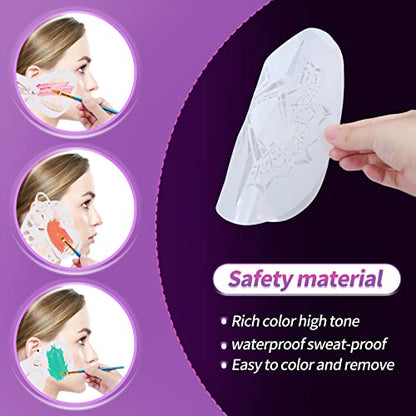 Face Painting Kit For Adult Party,42 Colors Professional Oil Face&Body Paint Kit with 10PCS Brushes 4PCS Reusable Face Stencils and 4PCS Paint Stencils for Adults Halloween Makeup