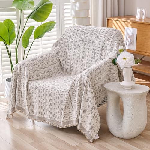 Erke Boho Chair Recliner Throw Cover Chenille Sheet Blanket 71”x71” - color: Beige Coffee, size: 71" x 71"