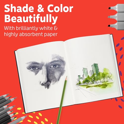 Artlicious Hardcover Sketch Book 2 Pack, 5.5" x 8" Black Drawing Books, 110 Sheets Each, 120 GSM Acid-Free Paper, Hardbound Sketchbooks for Pencil, Graphite, Charcoal & Pen