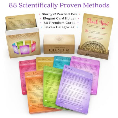 Asana Moon Yoga Cards and Stress Relief Cards Bundle – Yoga Sequencing Deck and Stress Relief Deck with Exercises on Mindfulness, Meditation, Anxiety Relief, and Relaxation