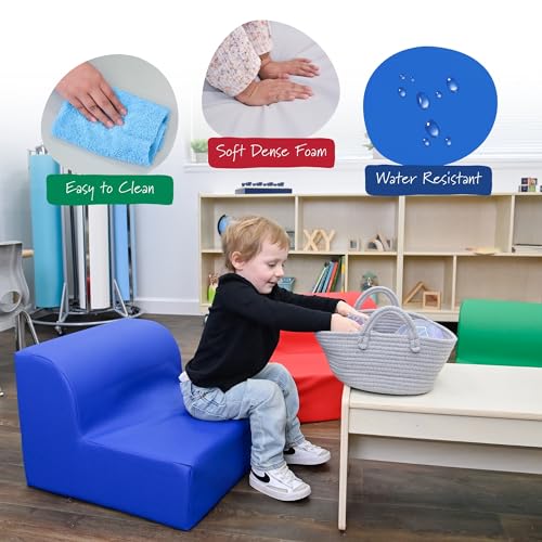 Children's Factory Flexible Seating Classroom Set, Rainbow, Set of 4 | Easy to Clean Water-Resistant Vegan Leather Kids Chair, High Density Foam Toddler Chair for Preschool, Daycare, or Playrooms - color: Rainbow, Set of 4