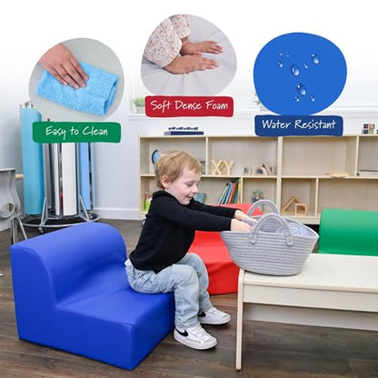 Children's Factory Flexible Seating Classroom Set, Rainbow, Set of 4 | Easy to Clean Water-Resistant Vegan Leather Kids Chair, High Density Foam Toddler Chair for Preschool, Daycare, or Playrooms - color: Rainbow, Set of 4
