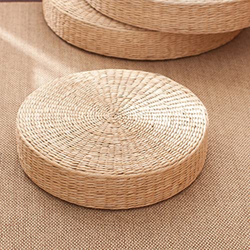 Japanese Round Floor Seat Cushion, Padded Knitted Straw Tatami Floor Cushion, Meditation Mat Prayer Pillow for Kneeling 40cm - size: 40cm