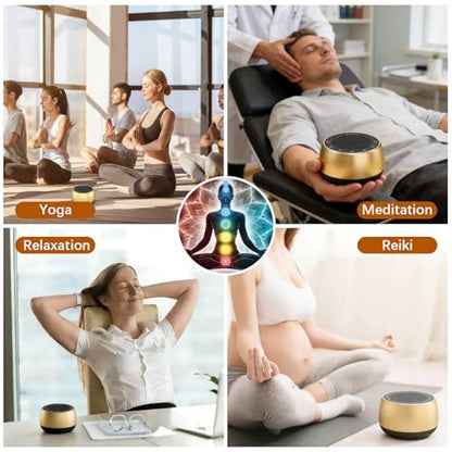 Portable Electronic Tibetan Singing Bowl Rechargeable 4 Healing Frequencies (256-510Hz) Timer, Sound & Meditation Bowl for Yoga, Mindfulness, Chakra Healing and Stress Relief Gifts for Women