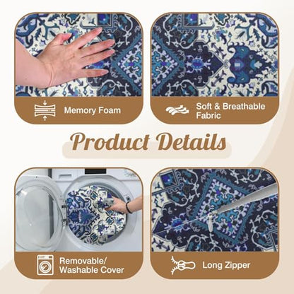 Knee Pillow for Back Sleeping – Half Moon Bolster Pillow for Under Knee While Sleeping Support, Leg & Back Pain Relief (21.5x9x5 Inches) - color: Blue