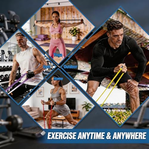 Resistance Bands for Working Out, 5 Levels Pull Up Assistance Bands | Exercise Band with Door Anchor, Body Training, Physical Therapy, Stretch Workout, 5-125 LBS for Men Women, Home Gym Travel
