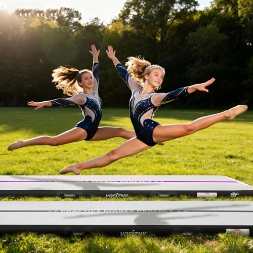 VOFiTNY Inflatable Gymnastics Air Mat Tumble Track with Pump for Training - color: Black, size: 20ft*6.6ft*8inches(6m*2m*0.2m)