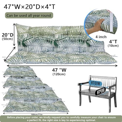 Porch Swing Cushion Three Seat Waterproof, Bamboo Leaves, 40x47in - color: Bamboo Leaves, size: 40x47in