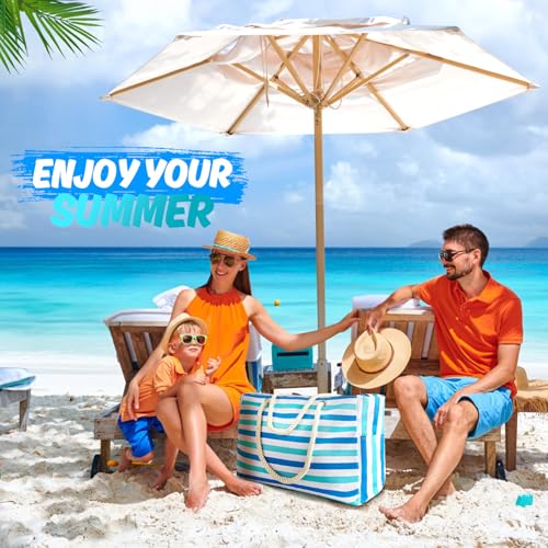 SRISE Large Beach Bag for Women & Men, Beach Bags Waterproof Sandproof, Travel Tote Bag, Swim Pool Bag for Family Outdoor - color: Blue Green