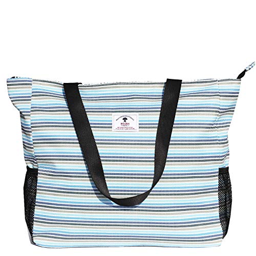 ESVAN LARGE BEACH BAG Water Resistant Lightweight 20 inch Women Oversize Tote Bag for Gym Beach Travel Pool Yoga Nurse - color: W