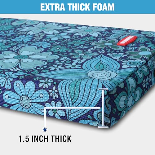 WORKPRO 17" Kneeling Pad with Removable Cover, Blue Floral Printing - color: Blue