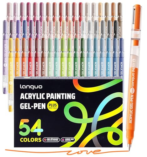 Acrylic Gel Pens, 54 Colored Pens for Black & White Paper, 1.0 mm Point | Colorful Pens for Coloring, Writing, Drawing, Journaling, Note Taking, Office, Home - color: Acrylic Pens-54PCS-Gift Set, style: Acrylic Pens