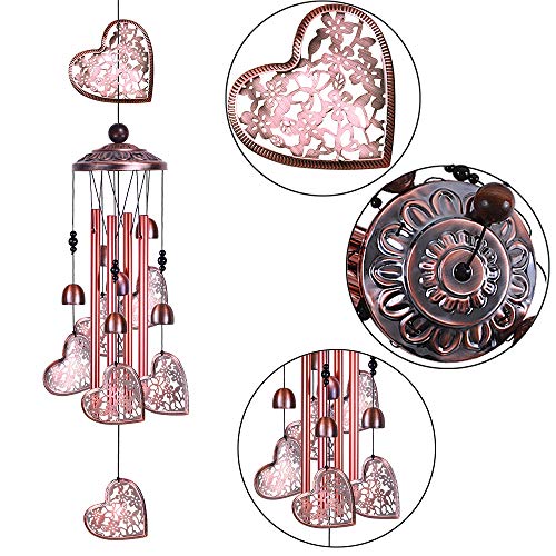 Garden Loving Heart Wind Chimes Outdoor Indoor Decor, Hand-Made Heart Musical Wind Chime, Mobile Wind Catcher Romantic Wind-Bell for for Home, Mom Gifts, Balcony, Festival, Tree, Garden Decoration