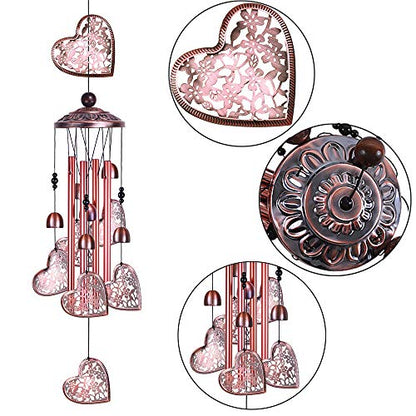 Garden Loving Heart Wind Chimes Outdoor Indoor Decor, Hand-Made Heart Musical Wind Chime, Mobile Wind Catcher Romantic Wind-Bell for for Home, Mom Gifts, Balcony, Festival, Tree, Garden Decoration