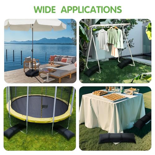 Sand Bags for Weight, 2 x 44 LBS Fillable Black SandBags | 800D Oxford Fabric Sand Bags for Umbrella Base, Outdoor Patio Umbrella Stand, Trampoline Legs(Without Sand)(2, black)