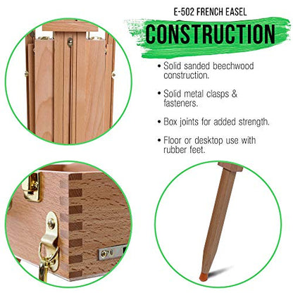 U.S. Art Supply Coronado Small Wooden French Style Field & Studio Sketchbox Easel - Art Easel for Adults, Drawer, Palette - Adjustable Wood Tripod Stand, Portable Artist Table for Painting, Sketching - style: Small Easel