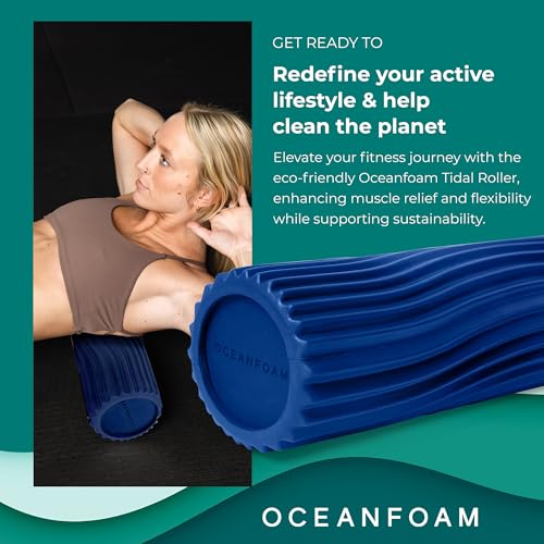 Oceanfoam Tidal Roller - Royal Blue - Muscle Massage Foam Roller for Back Pain & Stretching - Firm and Ergonomic Wide Wave Textured - Yoga, Athletics, & Wellness - Full Size, 20" x 5" - color: Royal Blue