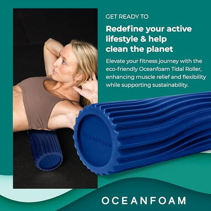 Oceanfoam Tidal Roller - Royal Blue - Muscle Massage Foam Roller for Back Pain & Stretching - Firm and Ergonomic Wide Wave Textured - Yoga, Athletics, & Wellness - Full Size, 20" x 5" - color: Royal Blue