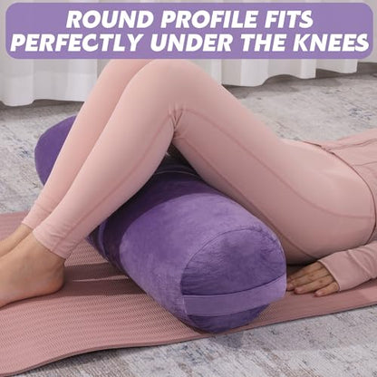 MABOZOO Round Yoga Pillow, Cylindrical Yoga Bolster Pillow with Washable Cover, Meditation Cushion Body Cushion for Practice, Restorative, Meditation - color: Purple