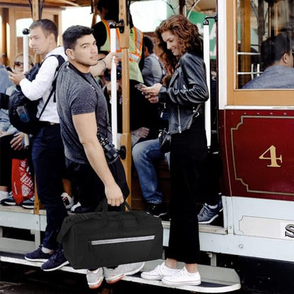 40 Liter, 22 Inch Reflective Duffle Bag with Shoulder Strap for Men, Women, Travel - color: Black