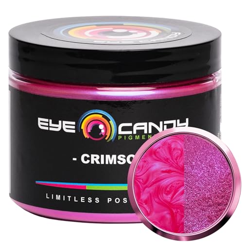 Eye Candy Pigments Premium Red Mica Powder - Crimson (50gr) - for Epoxy, Resin, Soap, Paint, Woodworking, Acrylic Pouring, Bath Bombs, Fishing Lures - DIY Arts and Crafts Additive - color: Crimson Red