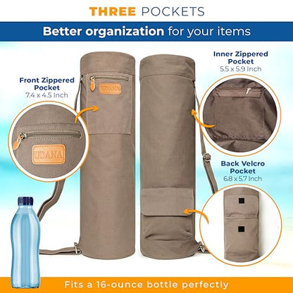 UDANA Canvas Yoga Mat Bag for Women & Men, Full-Zip Carrier with 3 Pockets & Adjustable Strap, Stylish Gym & Pilates Bag – Available in Multiple Sizes