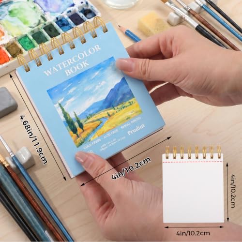 4x4 Inch Watercolor Paper Pad, 35 Sheets, 140 Lb Cold Press, Spiral | 300 Gsm Paper, Good Absorption, Low Warping, Tear-Out Pages, for Painting, Journaling, Cards and Notes - size: 4x4 Inch