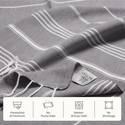 WETCAT Turkish Beach Blanket Sandproof (82"x82") 100% Turkish Cotton, Made in Turkey - Sand Free, Ultra Soft, Extra Large Throw for Picnic – Dark Gray - color: Dark Gray, size: XL Beach Blanket (82" x 82")