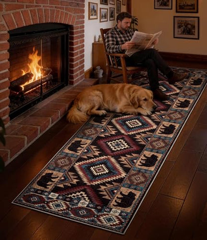 YIHOUSE Washable Western Cabin Runner Rug 2'8''x8 Hallway - color: Bear, size: 2'8"x8'(Runner)