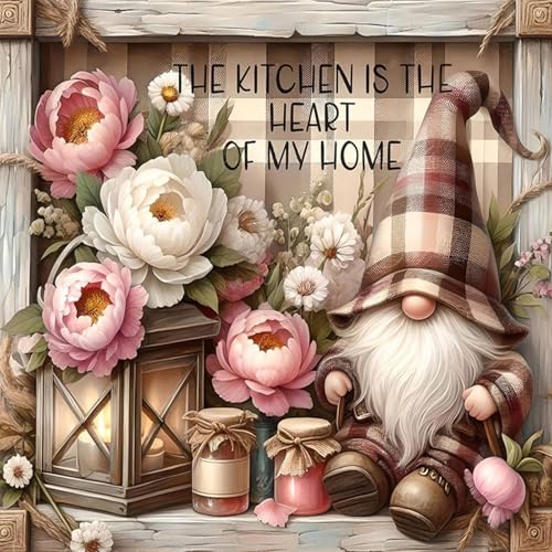 Camocin Diamond Art Kits for Adults Gnomes, 5D Flowers Diamond Painting Kits for Adults Beginners, DIY Gnomes Full Round Dots Drill Gem Art Kit for Gift Home Wall Decor 14 x 14 Inch - color: LBDP1P22