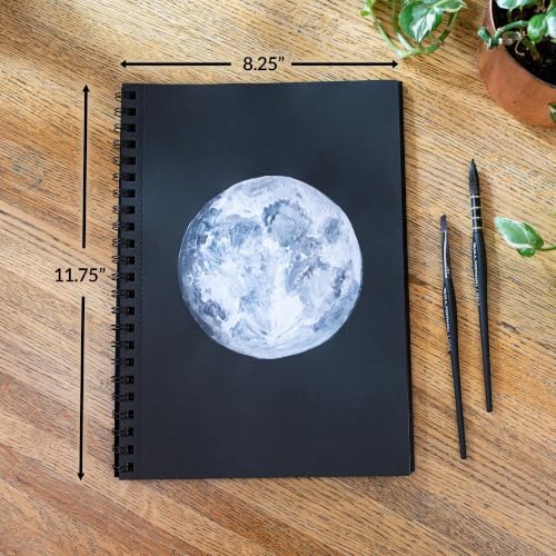 WA Portman Black Paper Sketchbook A4, 140 GSM 60 Pages Black Paper Notebook | Black Paper Spiral Notebook A4(8.3" X 11.7") Acid Free Heavy Weight 60 Pages (30 Sheets) Drawing Pad for Kids & Adults - size: A4 Single