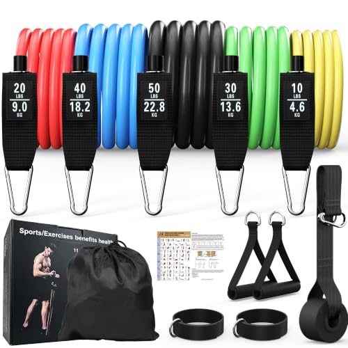 Resistance Bands Set with Handles, Exercise Bands for Working Out, Home Gym Workout Bands, Fitness Equipment for Men & Women Strength Training -fu