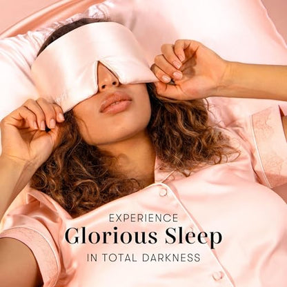 DROWSY Silk Sleep Mask - Face-Hugging, Padded Cocoon for Luxury Sleep in Total Darkness - 100% Pure Mulberry Silk (Sunset Pink) - color: Sunset Pink, size: 1 Count (Pack of 1)