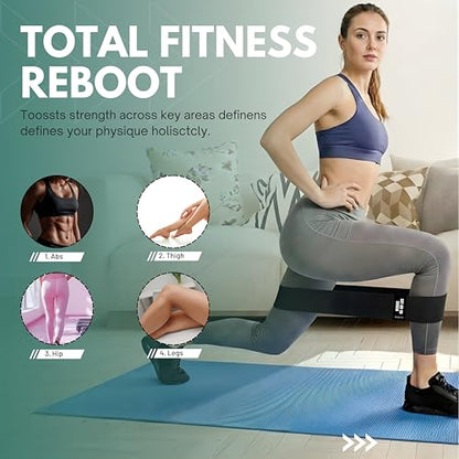 Fabric Resistance Bands for Squats, Glutes & Legs – 3‑Level Non‑Slip Booty Bands Set – Thick Loop Bands for Women & Men – Home Workout, Pilates & Yoga