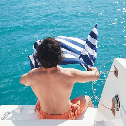 Dock & Bay Beach Towel - Quick Dry, Sand Free - Compact, Lightweight - 100% Recycled - Includes Bag - Cabana - Navy - Extra Large (200x90cm, 78x35) - color: Cabana - Navy, size: Extra Large (200x90cm, 78x35")