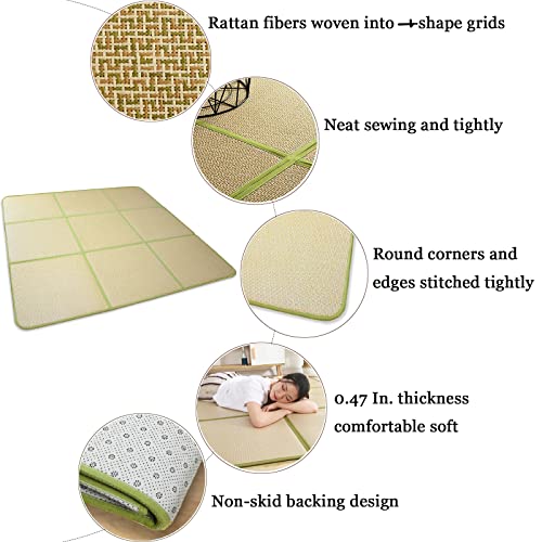 Nisorpa 71'' x 71'' Japanese Tatami Mat Igusa Tatami Mattress 0.47'' Thick - color: Green