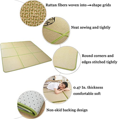 Nisorpa 71'' x 71'' Japanese Tatami Mat Igusa Tatami Mattress 0.47'' Thick - color: Green
