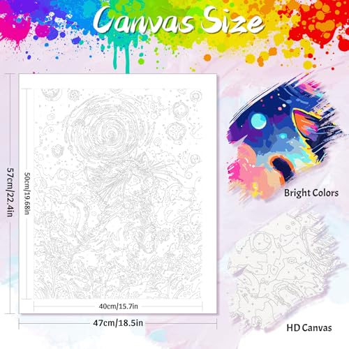 Yunnuo Starry Night Cat Paint by Numbers Kit for Adults Beginner,Paint by Numbers Animals,DIY Adult Paint by Numbers on Canvas for Home Decor & Gift (16x20 inch/40x50cm) - color: A-006-Star Cat