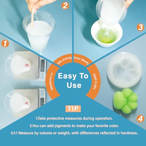 Bond Craftor 15A Silicone Mold Making Kit 16oz, 4H Cure Platinum Silicone | Bubble Free, Translucent, High Tear Strength Liquid Silicone Rubber for Resin, Jewelry, Craft, Soap, 3D Silicone Molds - size: 16oz