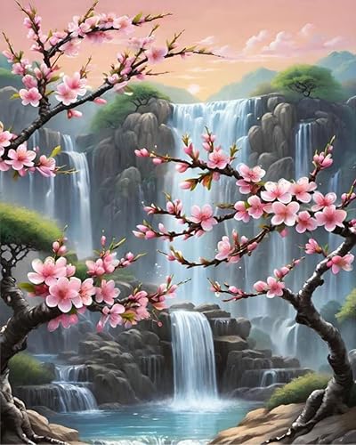 Arttoplus Waterfall Paint by Numbers Kit for Adults Beginner 16x20 inch | Landscape Adult Paint by Number Kits on Canvas, Diy Oil Acrylic Painting by Number for Gift Home Wall Decor (Without Frame) - color: MT20936-US