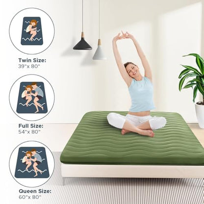 SCHNAUZER HOME Japanese Floor Mattress Futon Mattress Twin 3.5" Thick Green - color: Green, size: Twin( 80 x 39 )