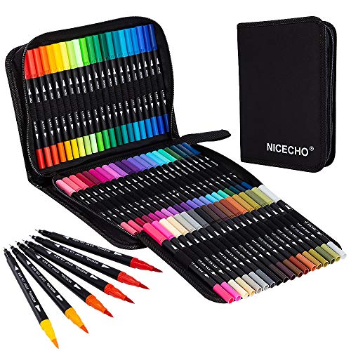 Dual Brush Art Marker Pens, 60 Colors Markers for Adult Coloring Books | No Bleeding Quick-Drying Pens, Fineliner & Brush Pen for Journaling, Calligraphy, Drawing, Sketching - color: 60 Colors