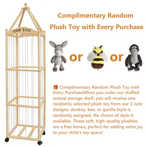 Extra-Large Stuffed Animal Zoo Storage, 3-Tier Wooden Organizer