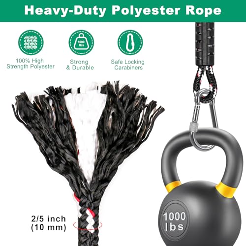 SELEWARE 5FT Heavy Duty Tree Swing Ropes, Adjustable Hammock Tree Straps | 2 Pcs Black Swing Straps Hanging Kit w/Stainless Steel Carabiners for Indoor Outdoor Swing Hammock Playground Set Accessories - size: 5ft (2 Pcs)