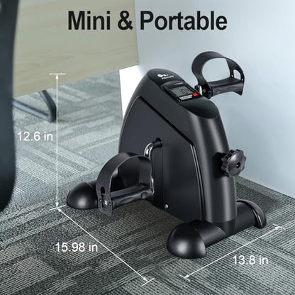 Mini Exercise Bike, himaly Under Desk Bike Pedal Exerciser Portable Foot Cycle Arm & Leg Peddler Machine with LCD Screen Displays - color: Black