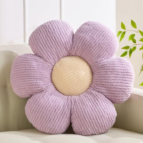 XIAIJIA Flower Pillow,Daisy Throw Pillows, Flower Cushion, Purple,19.6Inch | Decorative pillows, cute flower shaped pillow, flower pillows for bed, floral cushions, decor for bedroom, couch, sofa - color: Purple, size: 19.6 Inch